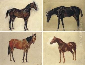 Sketch Of A Dark Bay Horse (+ 3 Others; 4 Works) by James Lynwood Palmer