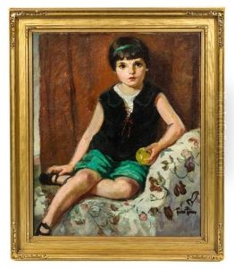 Seated Girl With An Apple by Pauline Lennards Palmer