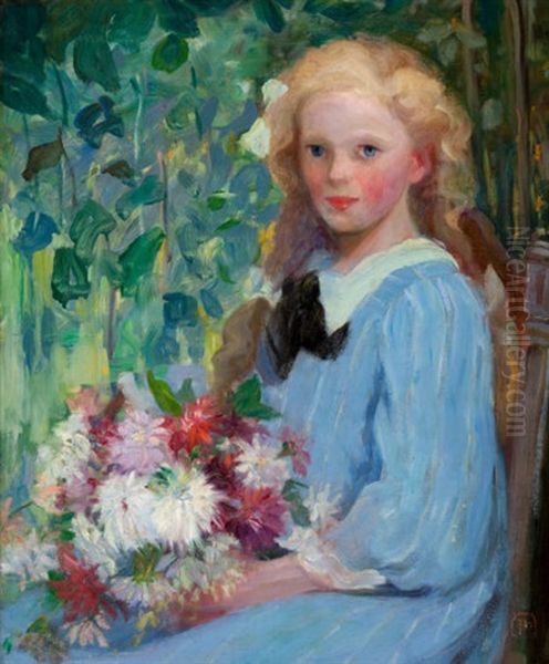 Girl With Flowers - view 1