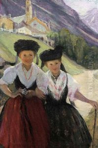 Two Girls In A European Landscape Two Girls In A European Landscape