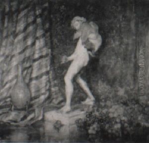 Still Life With Marble Statue, Grapes And Ceramic Vase