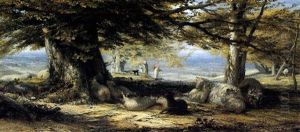 Landscape With Sheep In Kent: View From The North Downs by Samuel Palmer