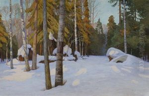 Wooded Snow Scene by Walter Launt Palmer