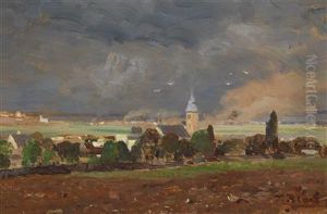 Village Landscape With Approaching Storm by Tina Blau