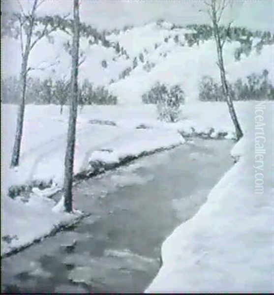 Winter Landscape With Stream - view 1