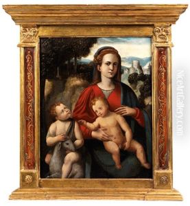 Madonna Mit Dem Kind Und Dem Johannesknaben In Landschaft Madonna Mit Dem Kind Und Dem Johannesknaben In Landschaft