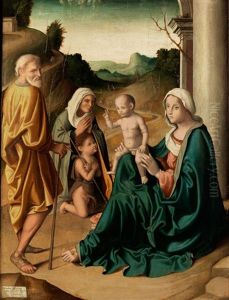 Heilige Familie Mit Johannesknabenund Heiliger Anna by Marco Palmezzano