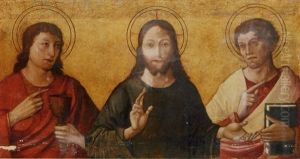 Christ Between Saint John And Saint Luke by Marco Palmezzano