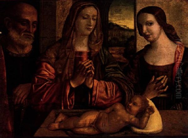 The Holy Family With A Female Saint In An Interior - view 1