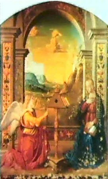 The Annunciation, A Distant Landscape Through A Loggia Beyond - view 1