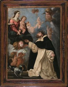 La Virgen Del Rosario Con Santo Domingo by Acislo Antonio Palomino