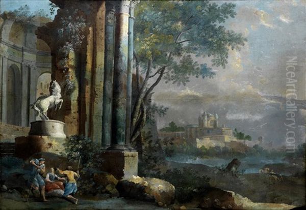 Figures In An Architectural Capriccio - view 1