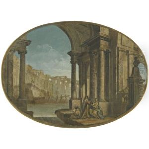 An Architectural Capricci With Figures In The Foreground by Pietro (Il Mirandolese) Paltronieri