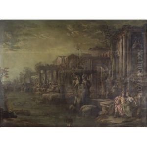 Capriccio Architettonico Con Figure E Una Fontana