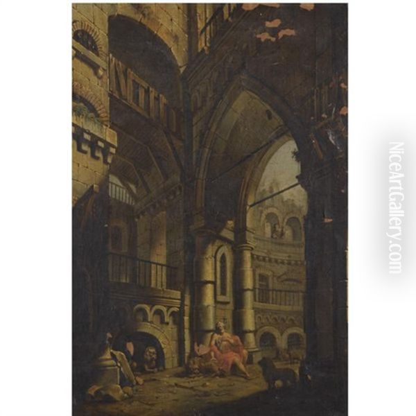 A Capriccio Of Classical Ruins With Daniel In The Lion's Den - view 1