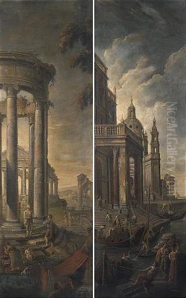 Capriccio Con Ruderi E Templi (+ Capriccio Con Porto Fluviale E Palazzi; Pair) - view 1