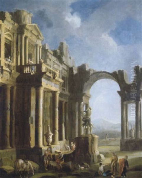 Capriccio Monumentale Con Rovine Classiche E Figure - view 1