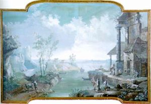 A River Landscape With Travellers And Traders Conversing On A Ruined Quay