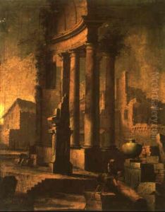 Classical Ruins With A Mother And Two Children Classical Ruins With A Mother And Two Children