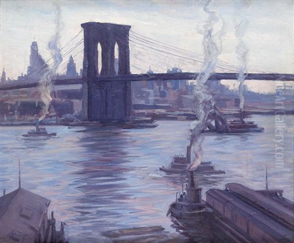Brooklyn Bridge, New York (from The Brooklyn Docks) - view 1