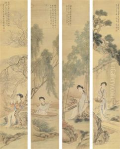 Maidens (set Of 4) by  Pan Zhenyong