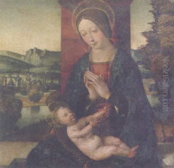 The Madonna And Child Before A Mountainous Landscape With A Town - view 1