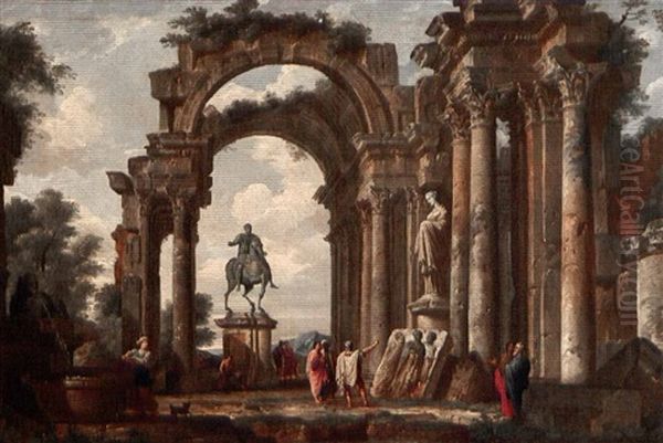 Classical Figures In The Ruins Of A Public Building - view 1