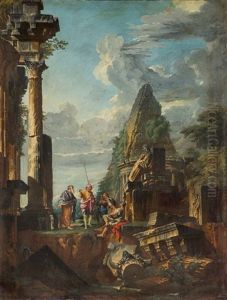 Capriccio Mit Romischen Ruinen, Pyramide Und Apostel