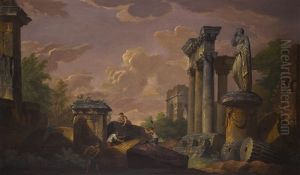 Classical Landscape With Ruins And Figures by Giovanni Paolo Panini