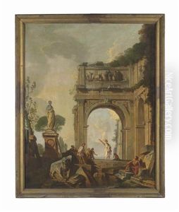 An Architectural Capriccio With An Apostle Preaching by Giovanni Paolo Panini