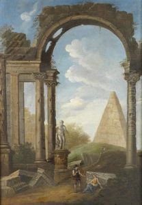 Figures By Classical Ruins by Giovanni Paolo Panini