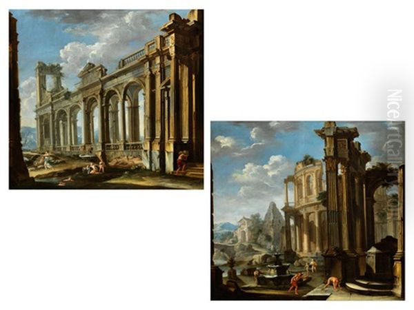 Capriccio Architettonico Mit Antiken Ruinen
Spielenden Kindern An Einem Wasserlauf - view 1