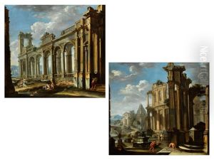 Capriccio Architettonico Mit Antiken Ruinen
Spielenden Kindern An Einem Wasserlauf by Giovanni Paolo Panini