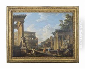 Capriccio Of Classical Ruins With The Temple Of Antonius And Faustina, The Colosseum, The Basilica Of Maxentius And The Temple Of Venus And Rome
