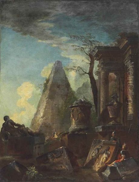 A Capriccio Of Classical Ruins With The Pyramid Of Cestius Beyond - view 1