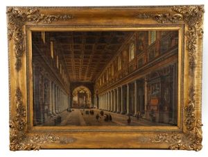 Interior Of The Santa Maria Maggiore In Rome by Giovanni Paolo Panini