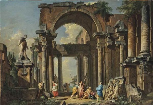 A Capriccio Of Roman Ruins With Belisarius Begging For Alms - view 1