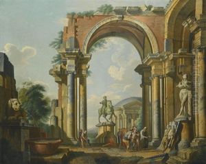 A Capriccio Of Architectural Ruins by Giovanni Paolo Panini