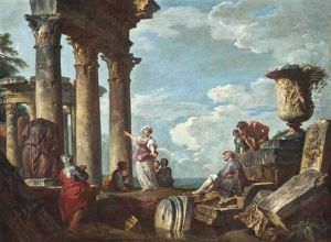 An Architectural Capriccio With A Sibyl Preaching