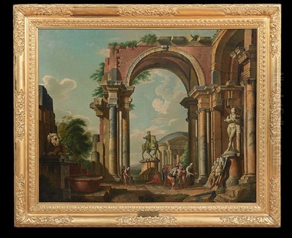 Architectural Capriccio With Statues Of Marcus Aurelius And Silenus With The Infant Dionysos - view 1