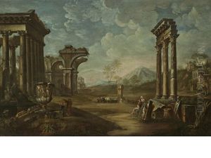 A Capriccio With Figures And Classical Ruins A Capriccio With Figures And Classical Ruins