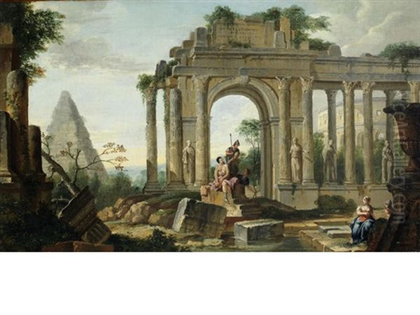 A Capriccio Of Classical Ruins, With Figures Resting - view 1