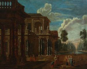 Elegant People In A Palace Garden