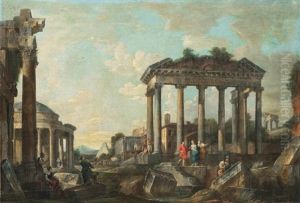 Capriccio With Roman Ruins by Giovanni Paolo Panini