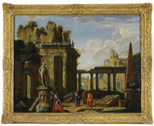 An Architectural Capriccio With Classical Figures by Giovanni Paolo Panini