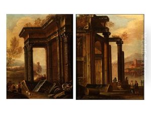 Romische Ruinencapricci Mit Figurenstaffage (pair)