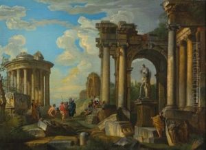 Roman Ruins With Classical Figures