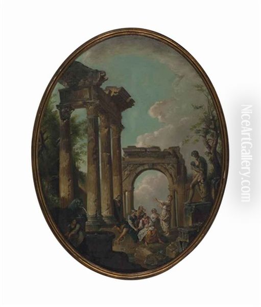 A Capriccio Of Classical Ruins With Shepherds And Travellers Resting By An Arch - view 1