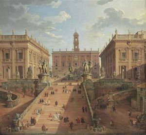 View Of The Campidoglio, Rome by Giovanni Paolo Panini