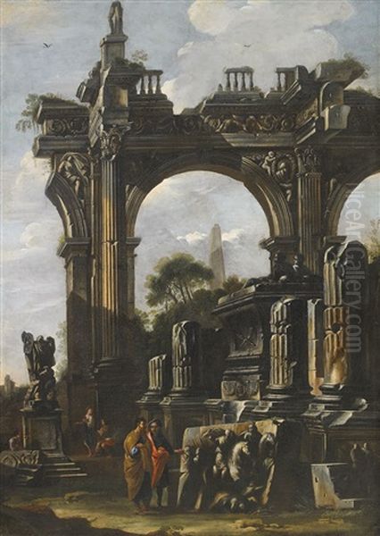 Capriccio Av Romersk Ruin Och Figurer - view 1